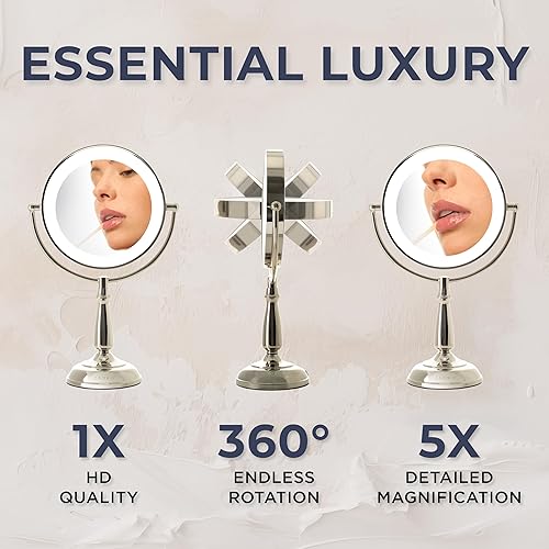 Miniatura 2 de Zadro Espejo de maquillaje de 11 pulgadas con luces y aumento regulable táctil LED iluminado espejo de maquillaje con aumento 5X1