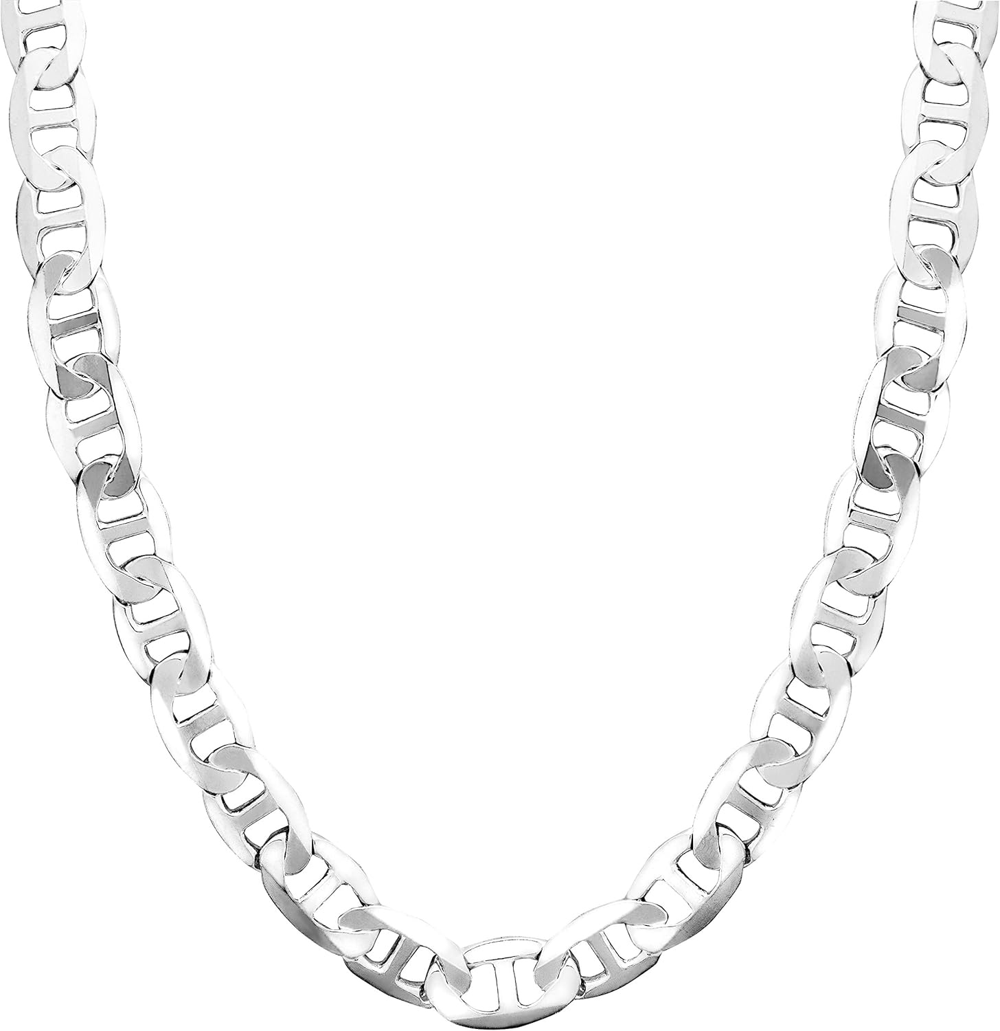 Honolulu Jewelry Company Solid Sterling Silver 4.5mm 6.5mm 7mm or 8mm Mariner Link Chain Necklace or Bracelet For Men Lobster Clasp Made in Italy, 7.5" - 28"