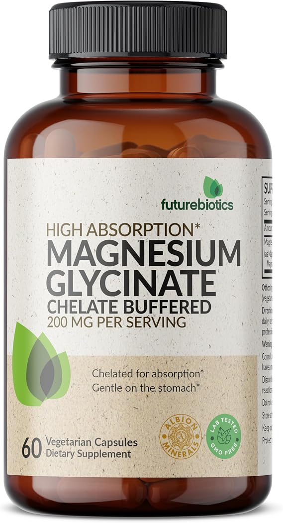 Futurebiotics Magnesium Glycinate 200 mg Buffered, 60 Vegetarian Capsules