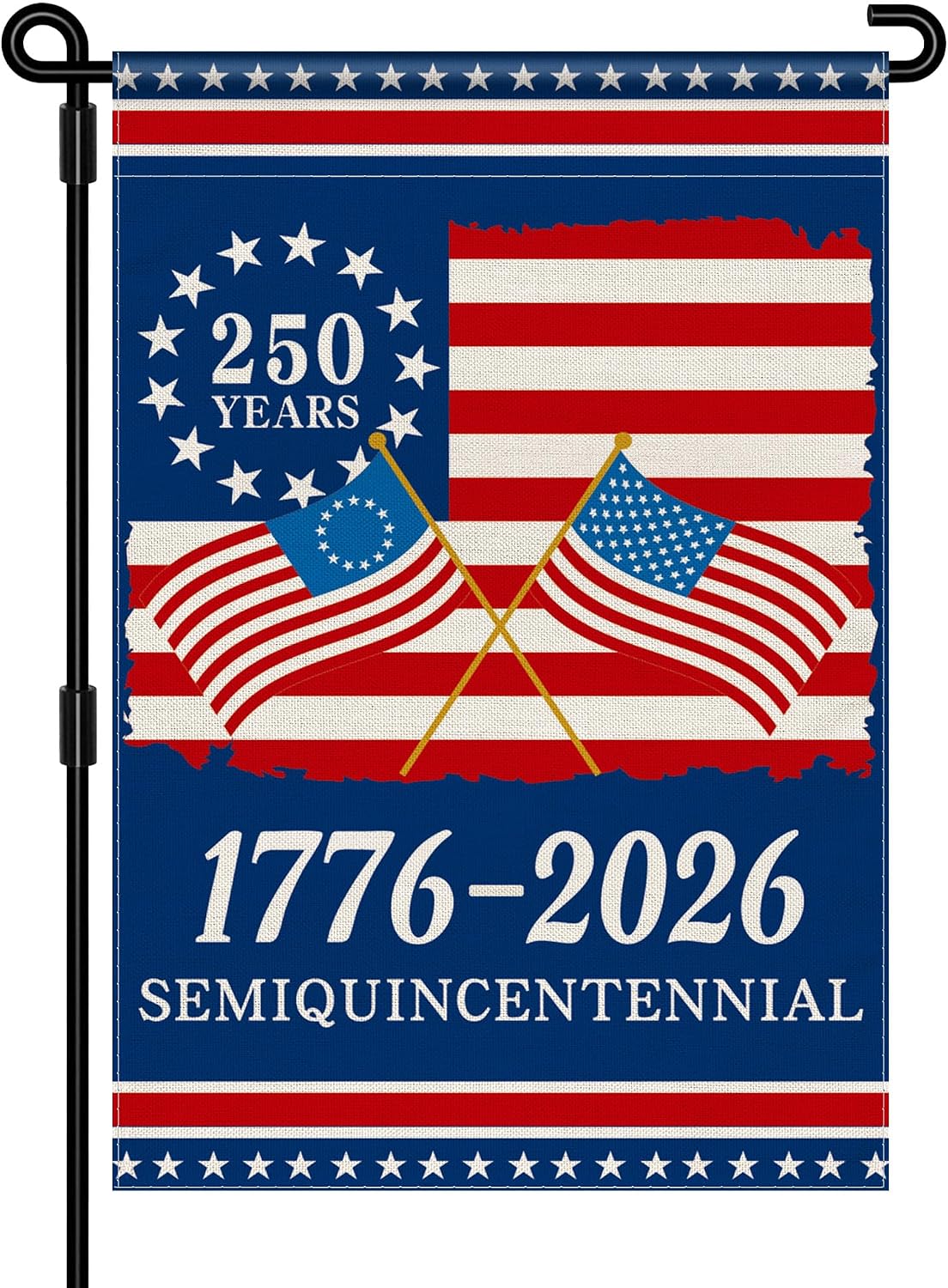 250th Anniversary America Garden Flag, 250 Anniversary USA Flag 1776-2026 Commemorative Patriotic 250 Years Banner 4th of July Yard Sign Double-Sided Waterproof Garden Flag 12x18 Inch