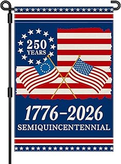 250th Anniversary America Garden Flag, 250 Anniversary USA Flag 1776-2026 Commemorative Patriotic 250 Years Banner 4th of July Yard Sign Double-Sided Waterproof Garden Flag 12x18 Inch
