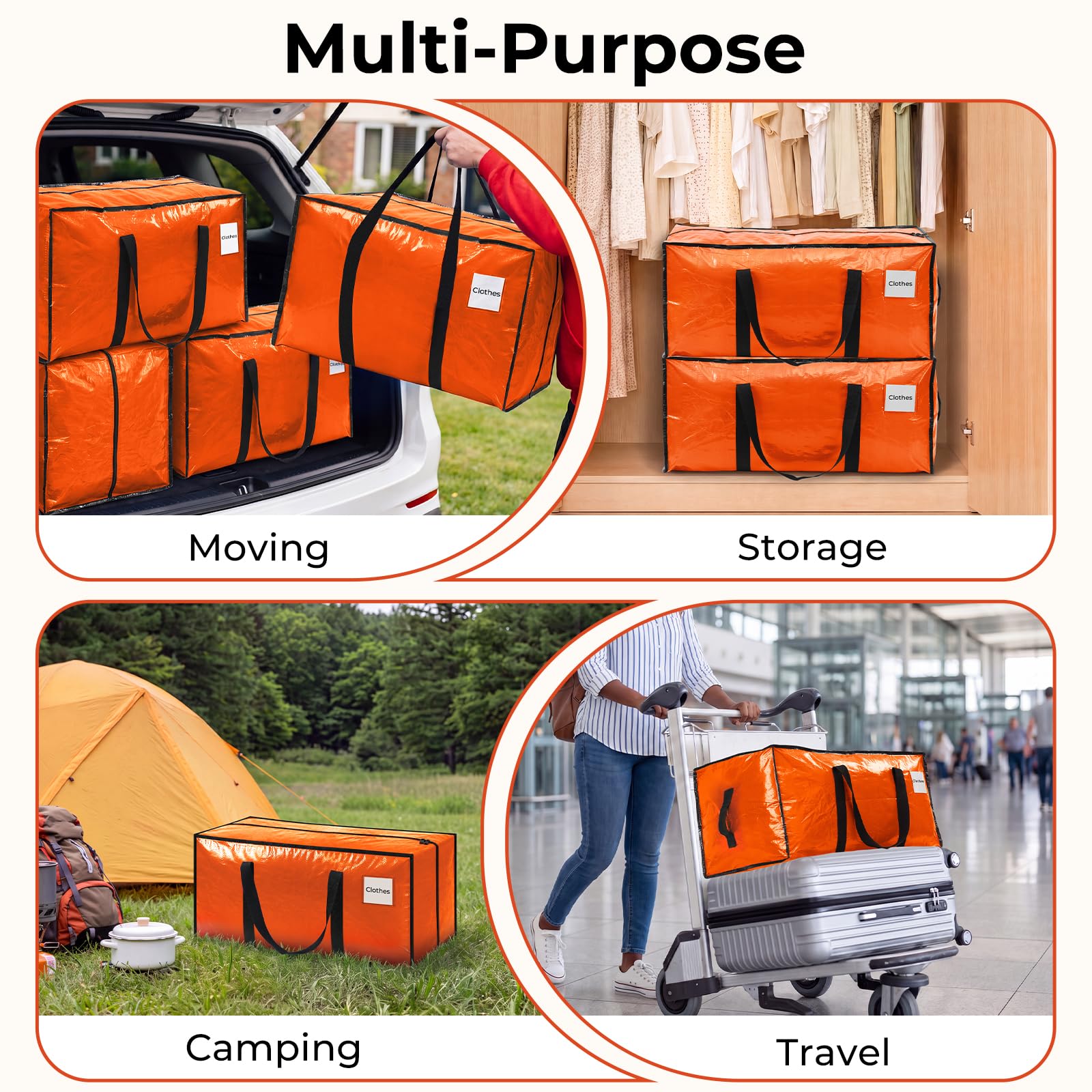 Extra Large Moving Bags- Ornament Storage Box with Strong Zipper(Orange)