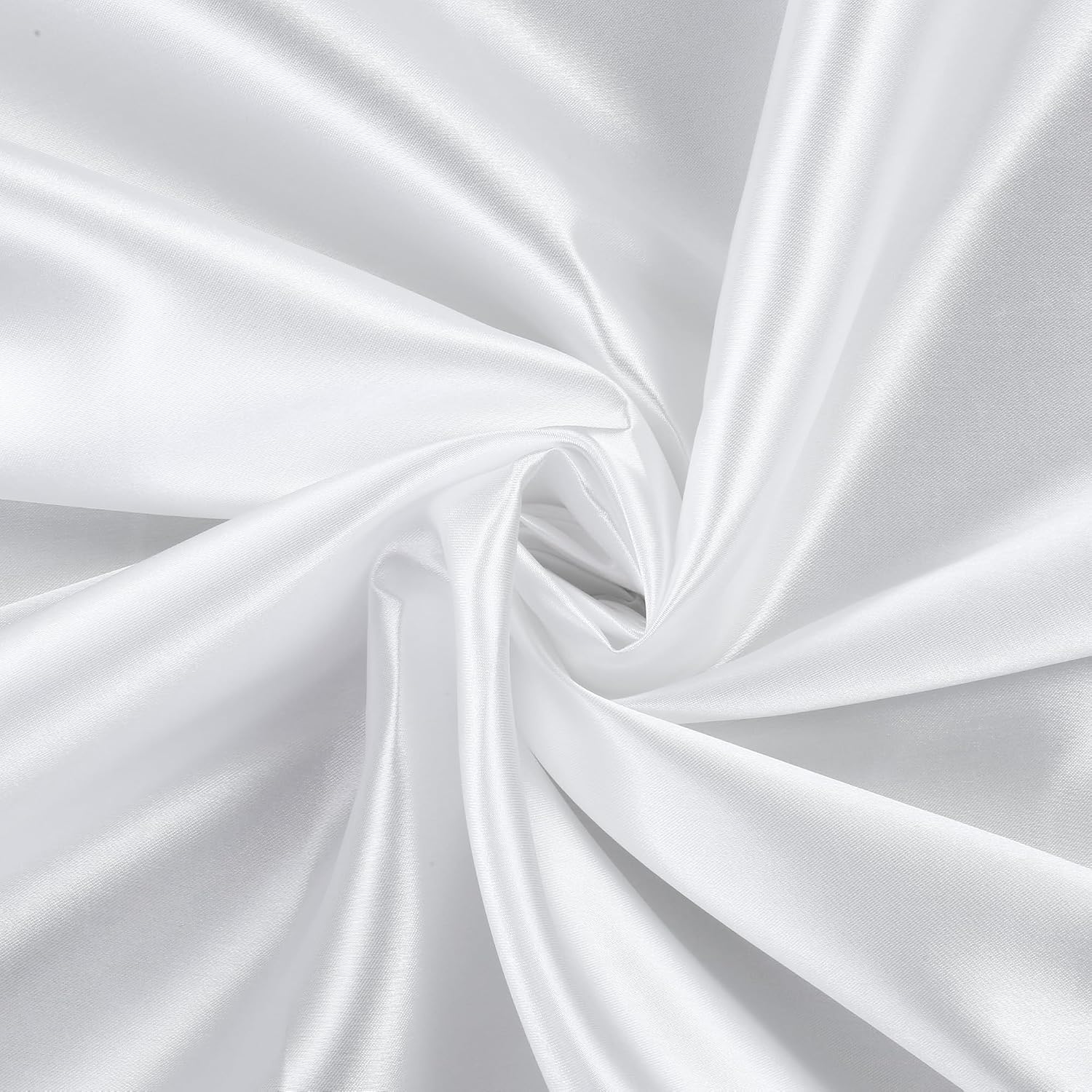 MDS Satin Fabric 75 Yards, 44" Wide, Silky Smooth Charmeuse Sateen Cloth for Wedding Arch Drapery Panel Backdrop Party Event Banquet Home Decoration Curtain Crafts DIY Sewing Costume - White