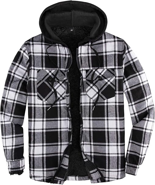 Mens Sherpa Lined Flannel Shirt Jacket 