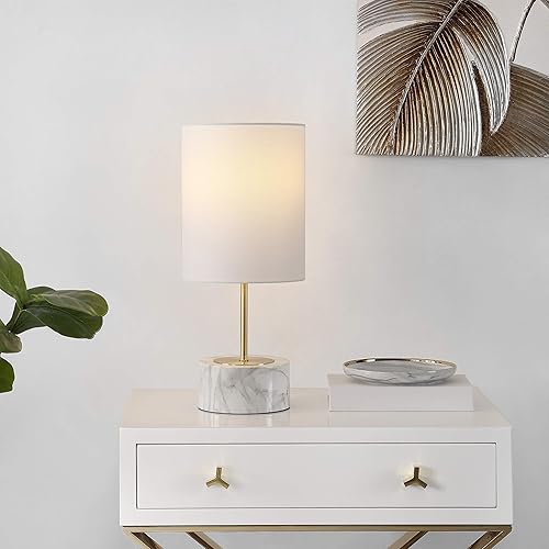 Miniatura 2 de SAFAVIEH Lighting Collection Kamilah - Puerto de carga USB moderno y contemporáneo con base de mármol blanco de 18 pulgadas, para dormitorio, sala