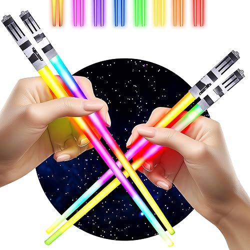 Lightsable palillos iluminados con luz LED de Star Wars, palillos de sable de luz brillante, reutilizables, sables de luz LED brillantes, 8 modos de