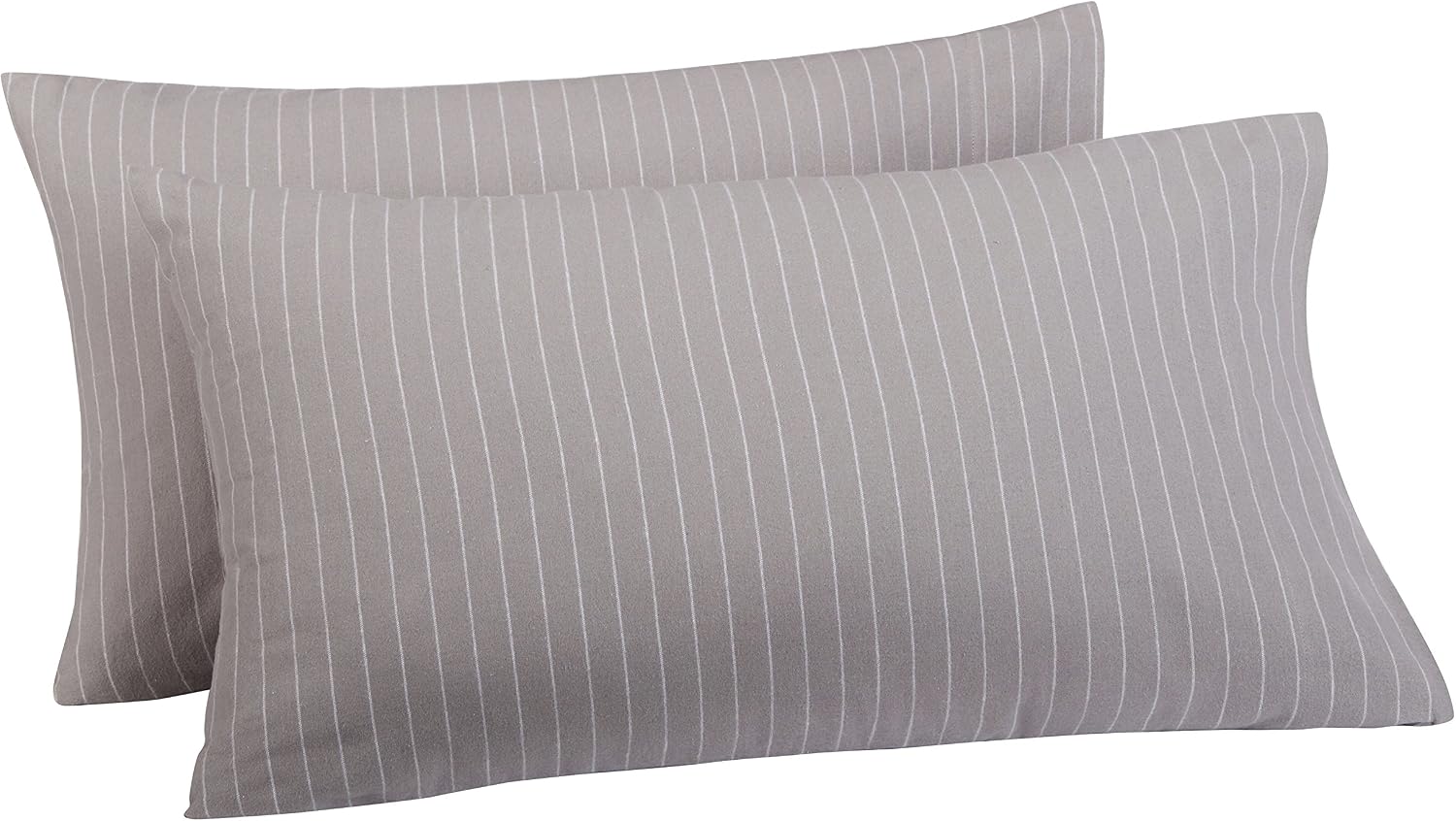 Amazon Brand – Pinzon 160-Gram Pinstripe Flannel Cotton Duvet Cover, King, Grey Pinstripe