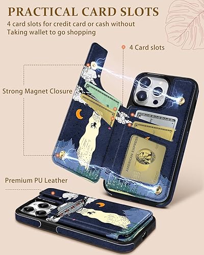 Miniatura 3 de Shorogyt Funda tipo cartera para iPhone 14 Pro Max con tarjetero y soporte para tarjetas, diseño de ovnis alienígena con función atrás, cierre