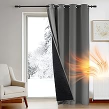 Deconovo 100% Full Curtain, Blackout Curtain, Thick Curtains, Winter Thermal Cold Protection Curtains, Heat Insulating Room Divider, 214 x 132 cm (H x W), Light Grey, 1 Piece