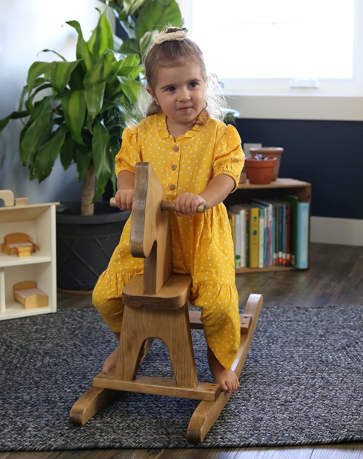 AmishToyBox.com Wooden Rocking Horse Toddler Ride-On Toy (Harvest Stain)
