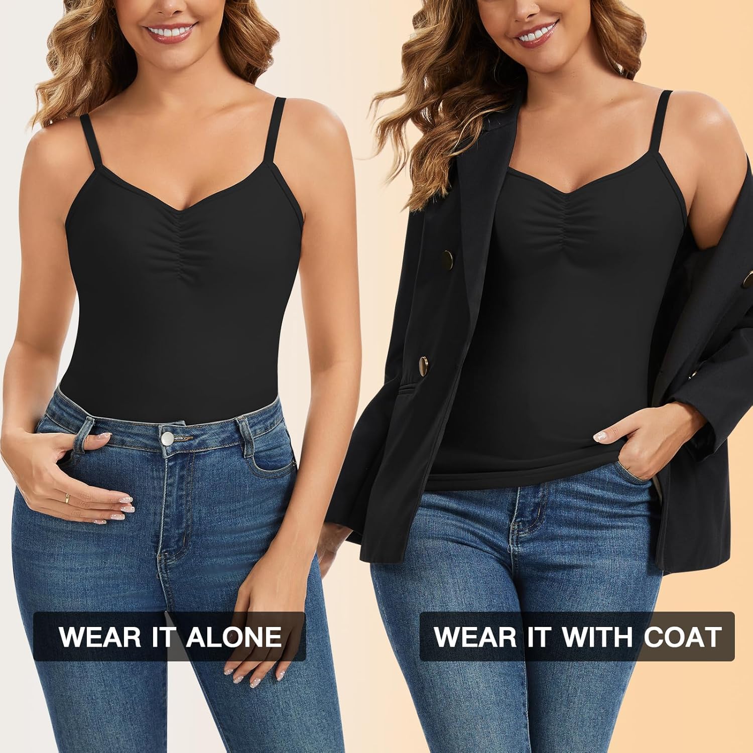 WOWENY Thermal Fleece Tank Top for Women V Neck Sleeveless Shirts Camisole Warm Base Layer Cami Vest Underwear Tops - Image 7