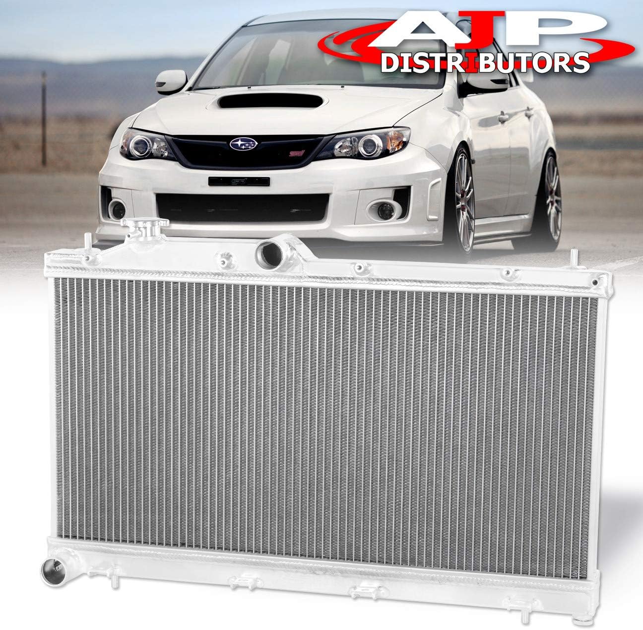 AJP DistributorsDual Core 2-Row Full Aluminum Radiator Engine Motor Cooling Upgrade Compatible/Replacement For Impreza WRX Manual M/T 2008 2009 2010 2011 2012 2013 2014 08 09 10 11 12 13 14