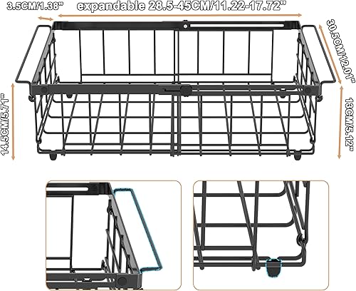 Miniatura 2 de UMDONX Contenedores organizadores para congelador, ampliables de 11.2 a 17.7 pulgadas, para congelador de 5 a 10 pies cúbicos, cestas de Paquete de