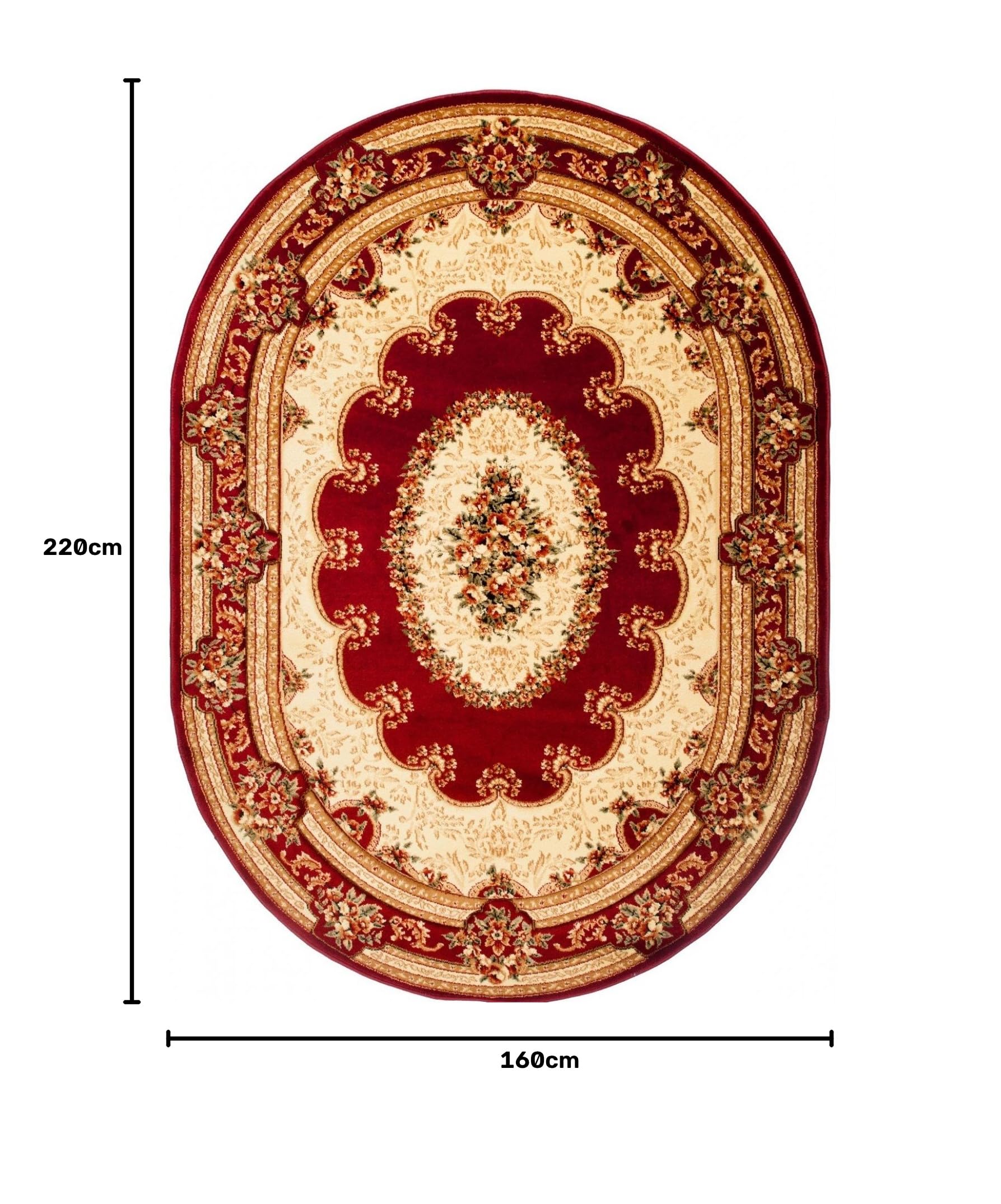 Carpeto Rugs Tappeto Ovale 160 x 220 cm rosso Orientale Classico Ornamenti Iskander Collezione