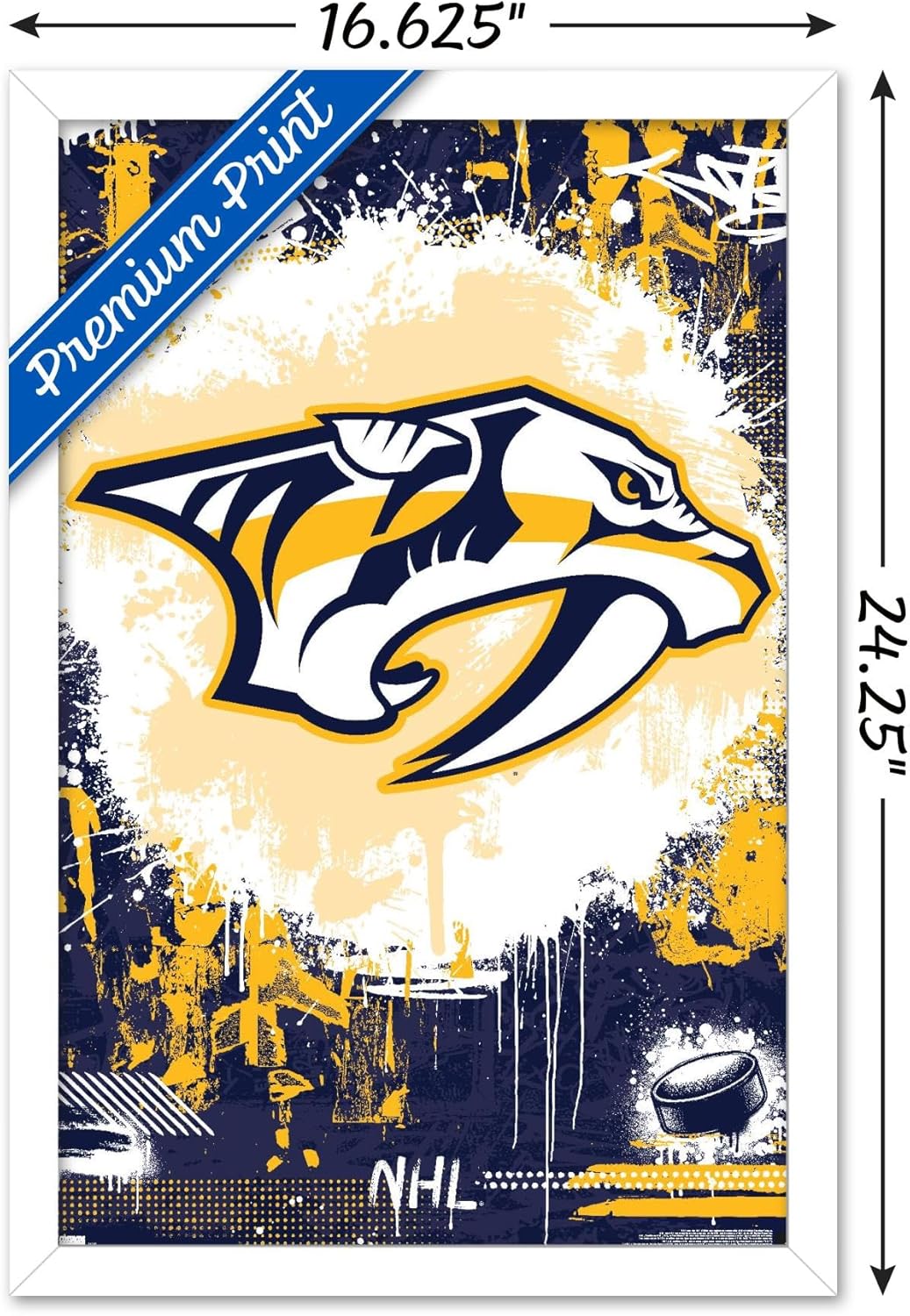 NHL Nashville Predators - Maximalist Logo 23 Wall Poster, 22.4L" x 14.7W", White Framed Version