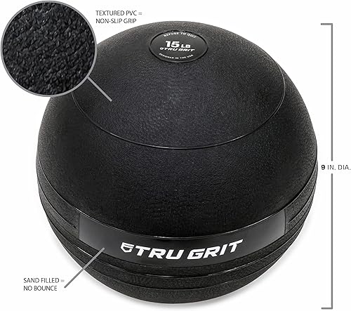 Miniatura 2 de Tru Grit Fitness Slam - Pelota de medicina - Pelota pesada diseñada con carcasa de PVC resistente, agarre texturizado y relleno de arena, disponible
