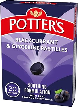 Potter's Blackcurrant & Glycerine Pastilles, 20 Pastilles | Soothing Formulation
