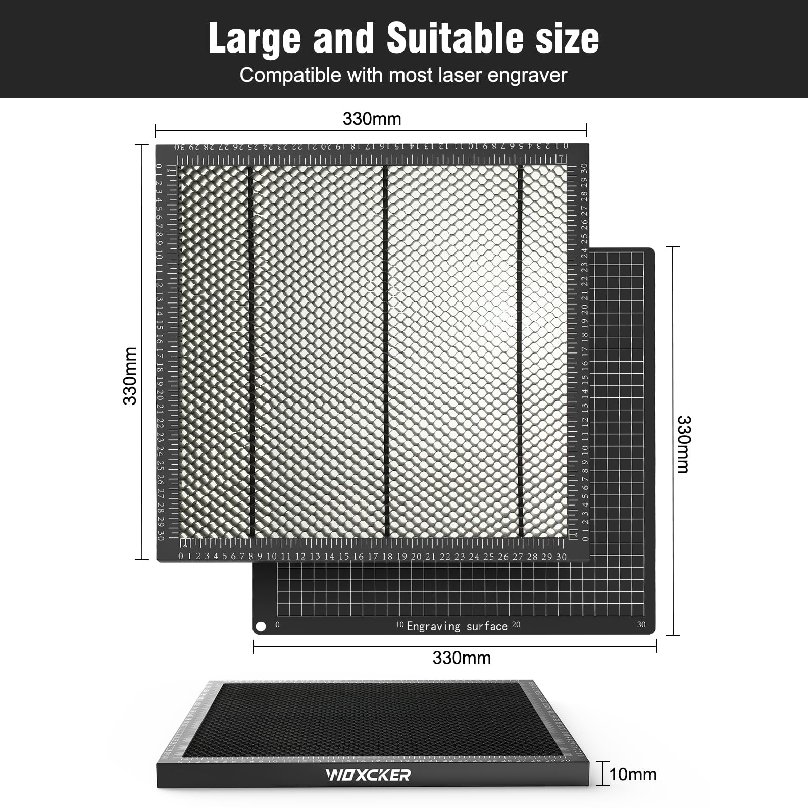 Mesa de trabajo Honeycomb para máquina de grabado láser, alfombrilla protectora para máquina de grabado, protección para escritorio, 330 x 330 x 22 mm, para todos los modelos de grabadoras y cortadora