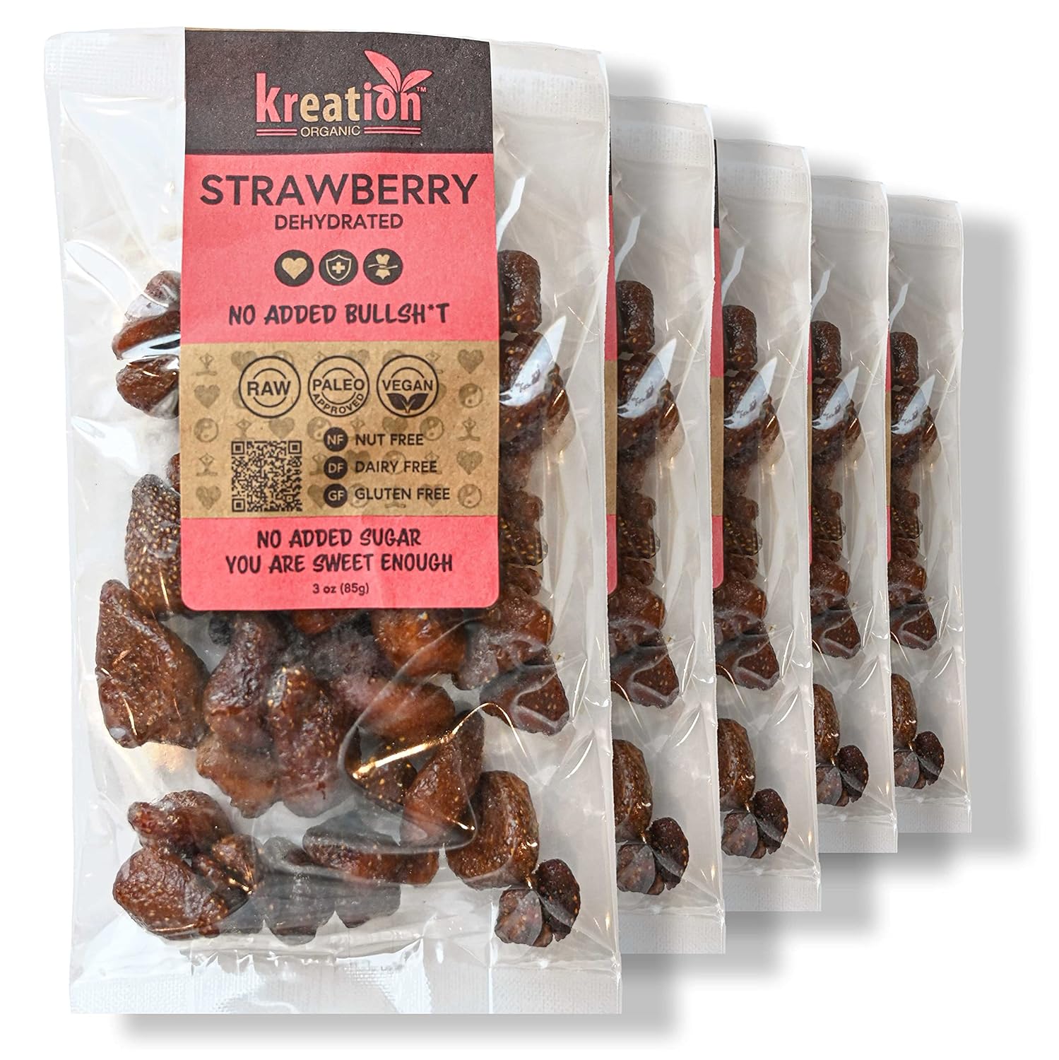 Dehydrated Strawberries 5 Pack x 3 Ounce Healthy Snack