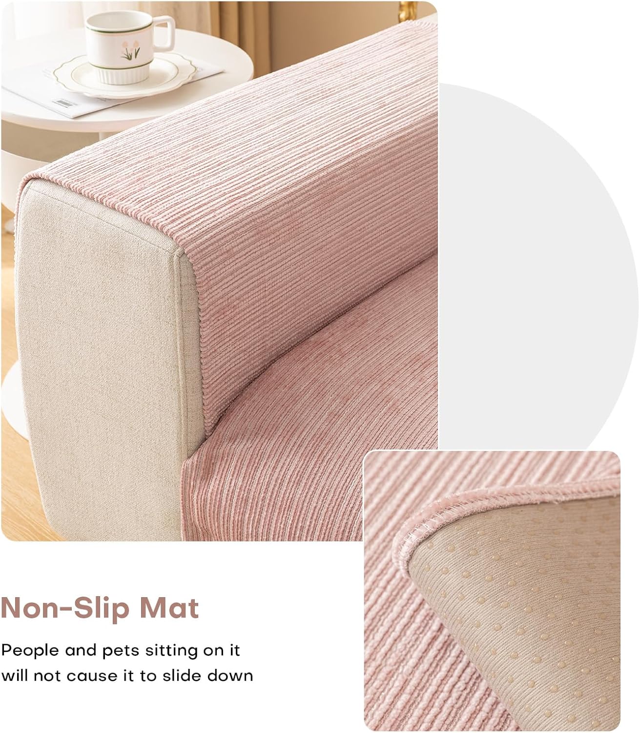 Foreate Chenille Couch Cover Fuzzy Sectional Couch Sofa Covers for Pets Washable Non-Slip L Shaped Sofa Slipcover for Dogs Furniture Protector for Cats (1 PCS 35"x82" Pink)