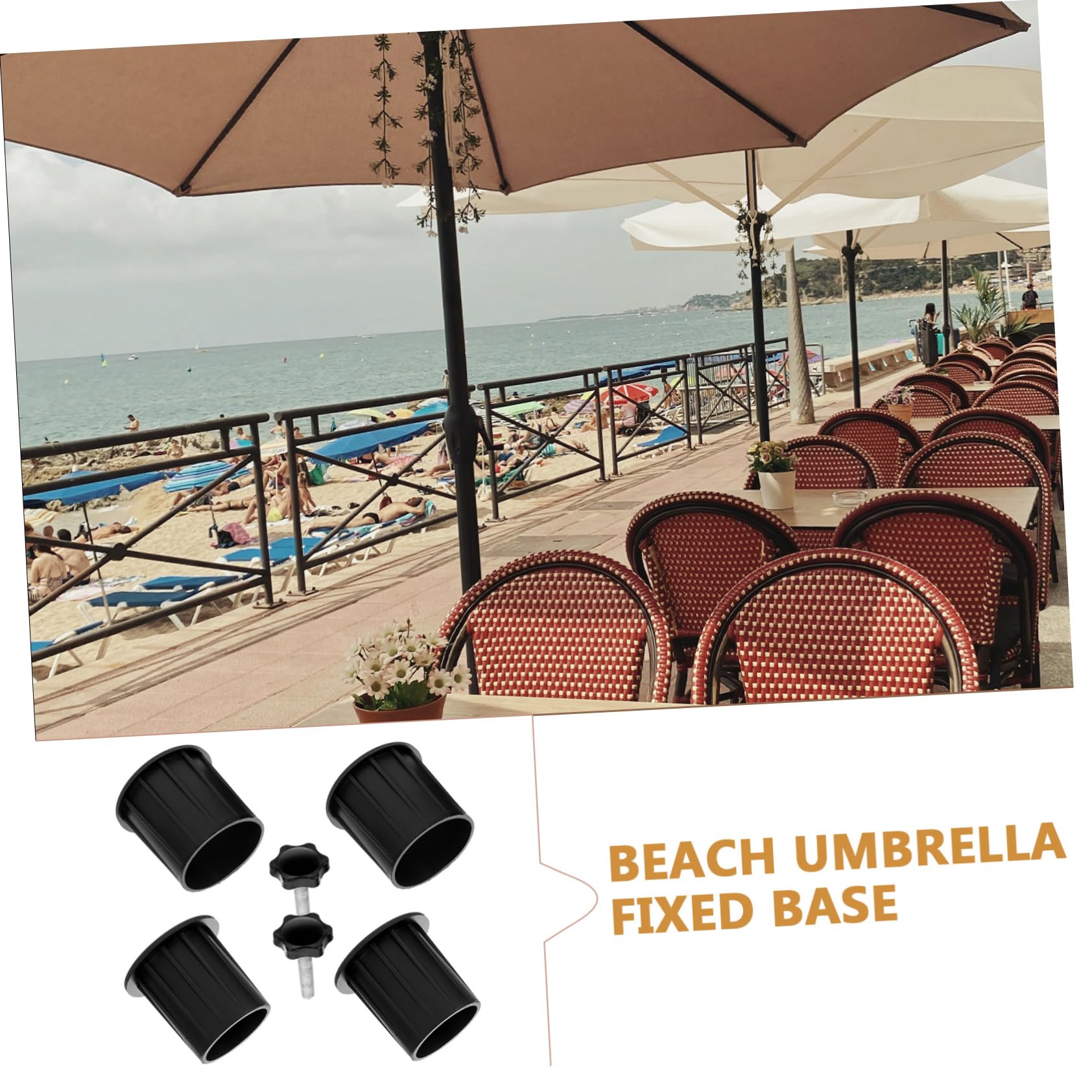 SUPVOX 5 Set Accessori Base ombrellone Base per ombrelloni portaombrellone piovere Ancora Spina dell'ombrello Tappo ad Anello per Foro per ombrellone da Patio Ferro da Stiro Black