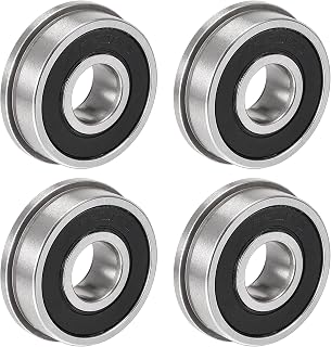 uxcell F6201-2RS Flanged Ball Bearing 12x32x10mm Double Sealed Chrome Steel Bearings 4pcs