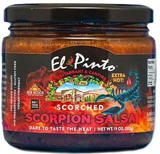El Pinto Scorched Scorpion Salsa (Extra Hot) 11oz Glass Jars Individual
