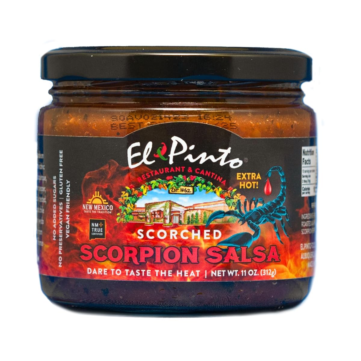 El Pinto Scorched Scorpion Salsa (Extra Hot) 11oz Glass Jars