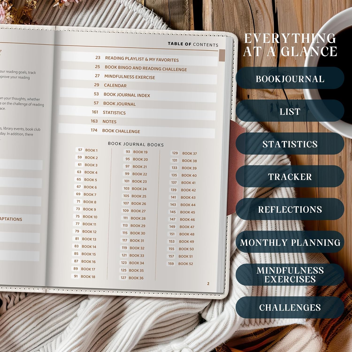 Reading Journal with 52 Reviews & Progress Tracking - Book Journal Reading Log 176 Pages - A5 Hardcover Reading Tracker Journal - Gift for Book Lovers & Readers - Keeping Notes on Your Favorite Books - Image 6