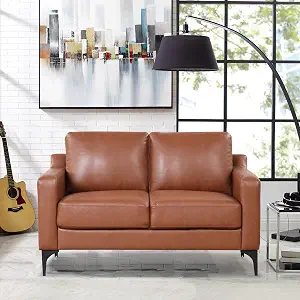 Serta Triton 55.5" Loveseat, Transitional Modern, Vegan Leather, Brown