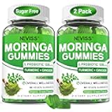 Moringa Gummies for Women Men w/Probiotic Turmeric Ginger Ceylon Cinnamon, Sugar Free, Organic Moringa Powder Capsules Alternatives, Pure Moringa Leaves Green Superfood Supplement - Vegan, 120Cts