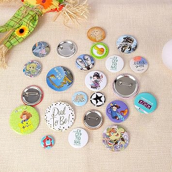 Button Maker Supplies, 100 Sets 58mm/2.25 inch Pin Making Kit for Button Maker Machine,Metal Button Badge Sets with Metal Shell Back Cover, Transparent Film, Paper and 10 Sets Button Keychains