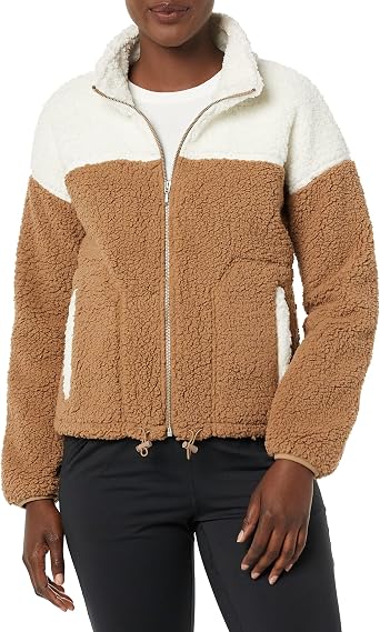 Amazon Essentials Womens Long Sleeve Fleece Zip-Up Sherpa Lined Jacket with Stand Neck
