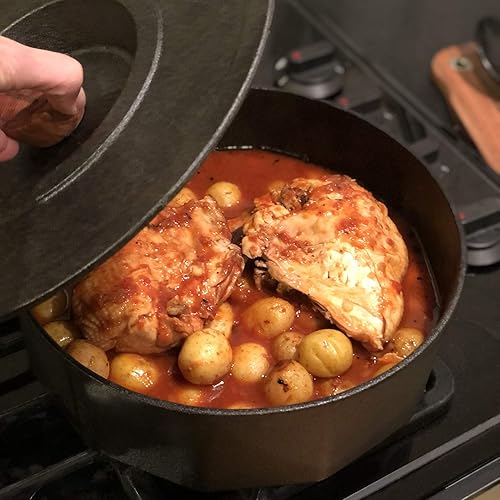 Miniatura 6 de Outset Olla multiusos de hierro fundido, calentador de tortillas y panqueques, 3 cuartos de galón, color negro