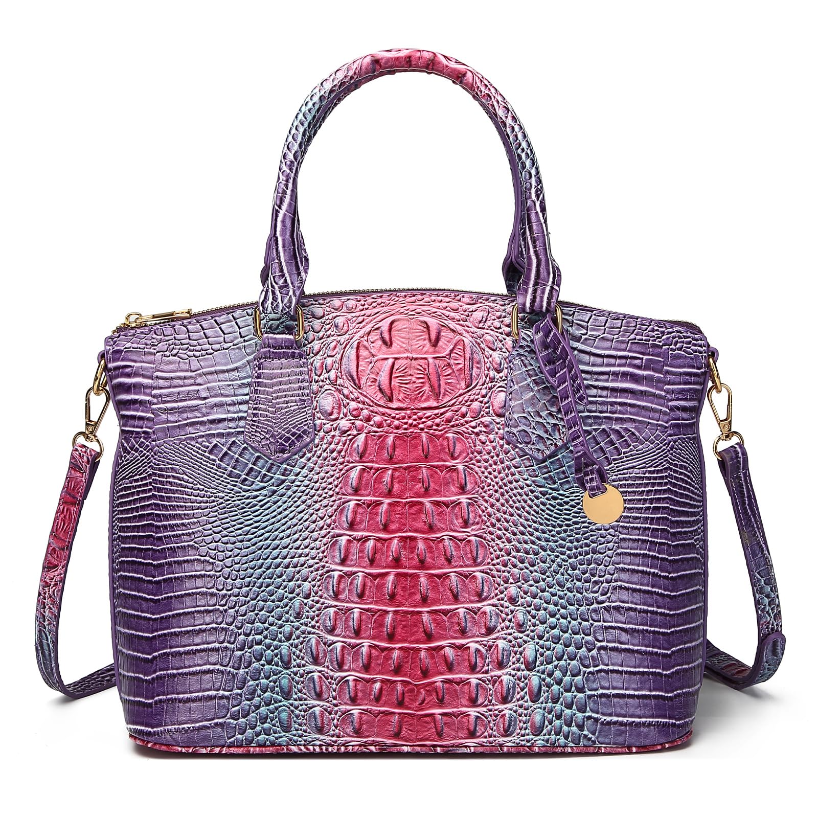 Makcr Joacbv Crocodile Handbag for Women, Satchel Purse with Shoulder Strap | Embossed vegan leather tote with a bold crocodile-pattern texture, rich color depth, dual top handles, and a roomy interior.