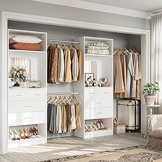 Unikito Closet Systems, 6-14FT Walk in Closet Organizer with 8 Drawers a...