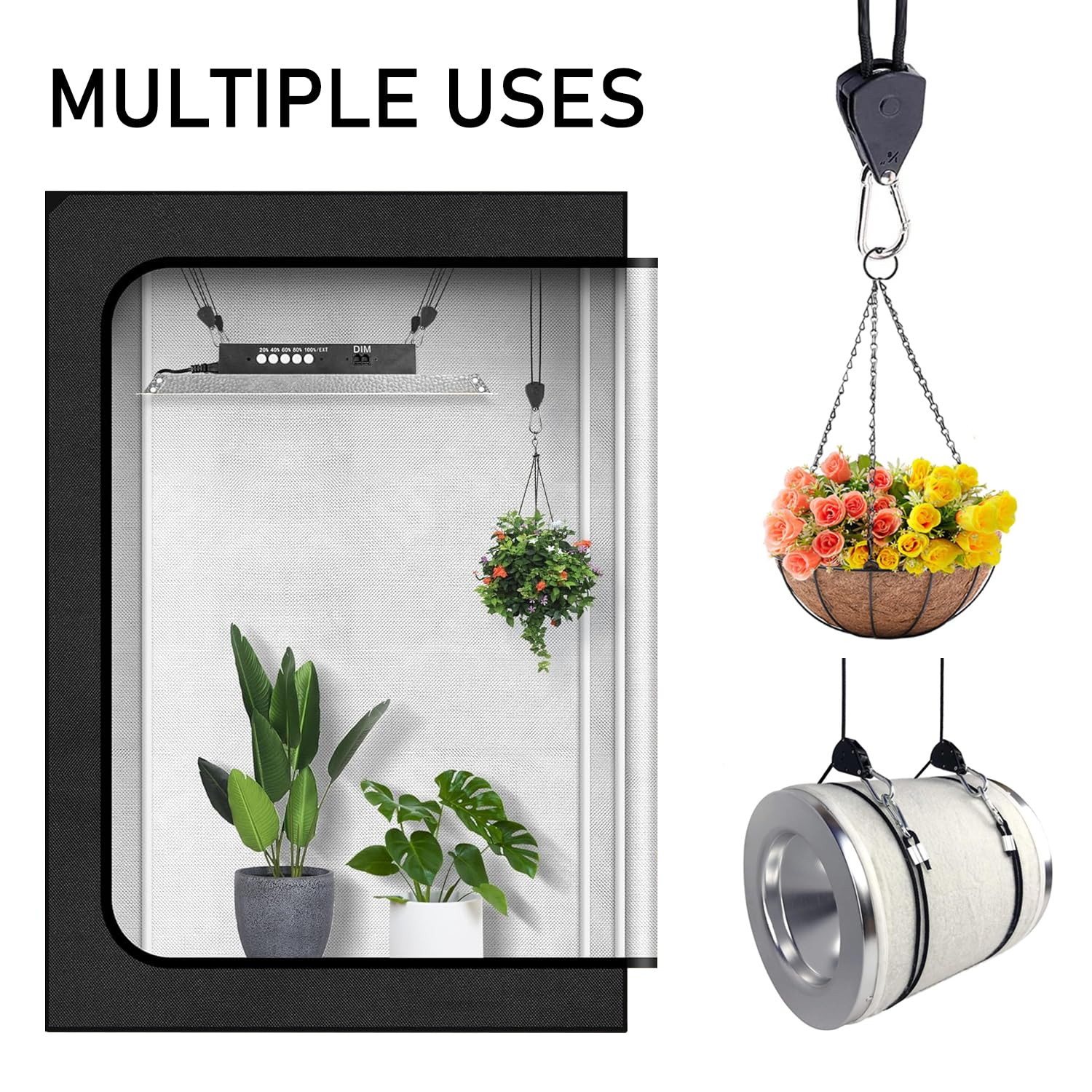 YSOOUA Trinquete De Cuerda 4 Piezas Rope Ratchet Cuerda Trinquete para Jardinería Jardín Cultivar Hidropónica Colgar Reflectores Filtros de Carbón LED Lampe (4 Piezas)