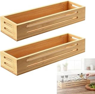 2Pcs Wooden Spice Rack, Hanging or Standing Shelf for Kitchen Cabinet, Pantry, Countertop Organizer, Self-Adhesive or Drilled, Wall Shelf for Spices, Simple Desktop Storage (Paste Tool Not Included)