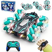 Vista 8 de 1:32 Coche RC Monstruo de Alta Velocidad 20 KM/H con Luz LED, Batería Recargable, Coche RC de Derrape Remoto que Gira 360° - Juguetes para Niños