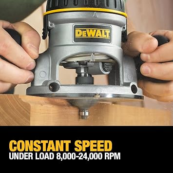 DEWALT Router, Fixed and Plunge Base Kit, Soft Start, 12-Amp, 24,000 RPM, Variable Speed Trigger, Corded (DW618PKB)