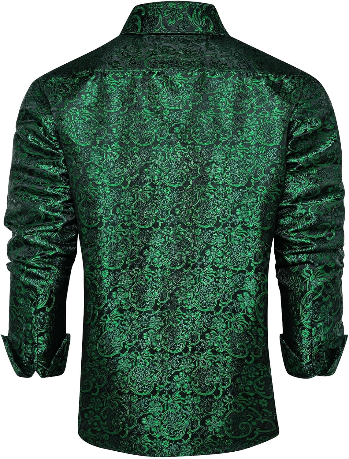 DiBanGu Mens Silk Paisley Dress Shirts,Long Sleeve Button Down Shirt Casual Regular Fit Shirt for Men Wedding Party