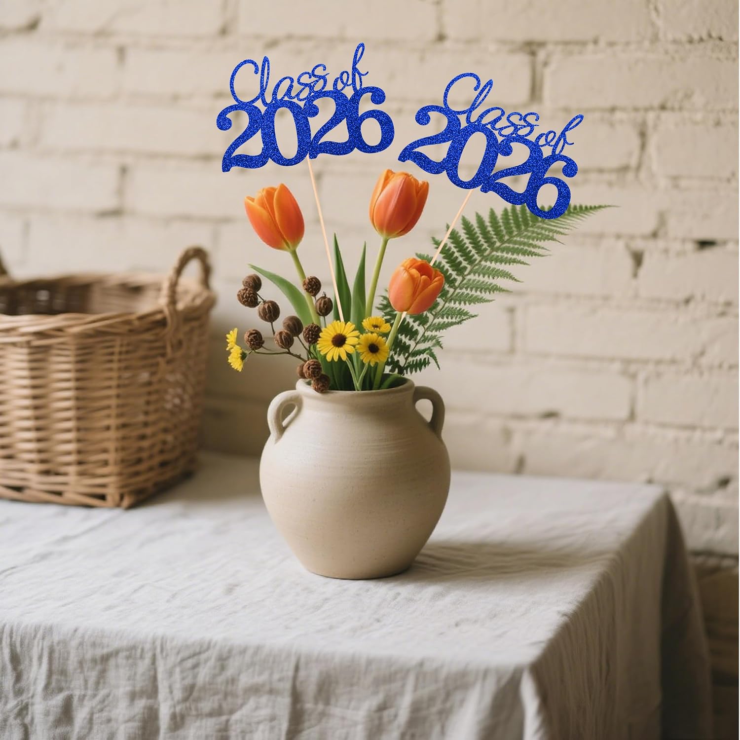 10 PCS Graduation Class Centerpieces Blue Class of 2026 Graduation Centerpieces, 2026 Graduation Centerpieces for Tables Cake Toppers