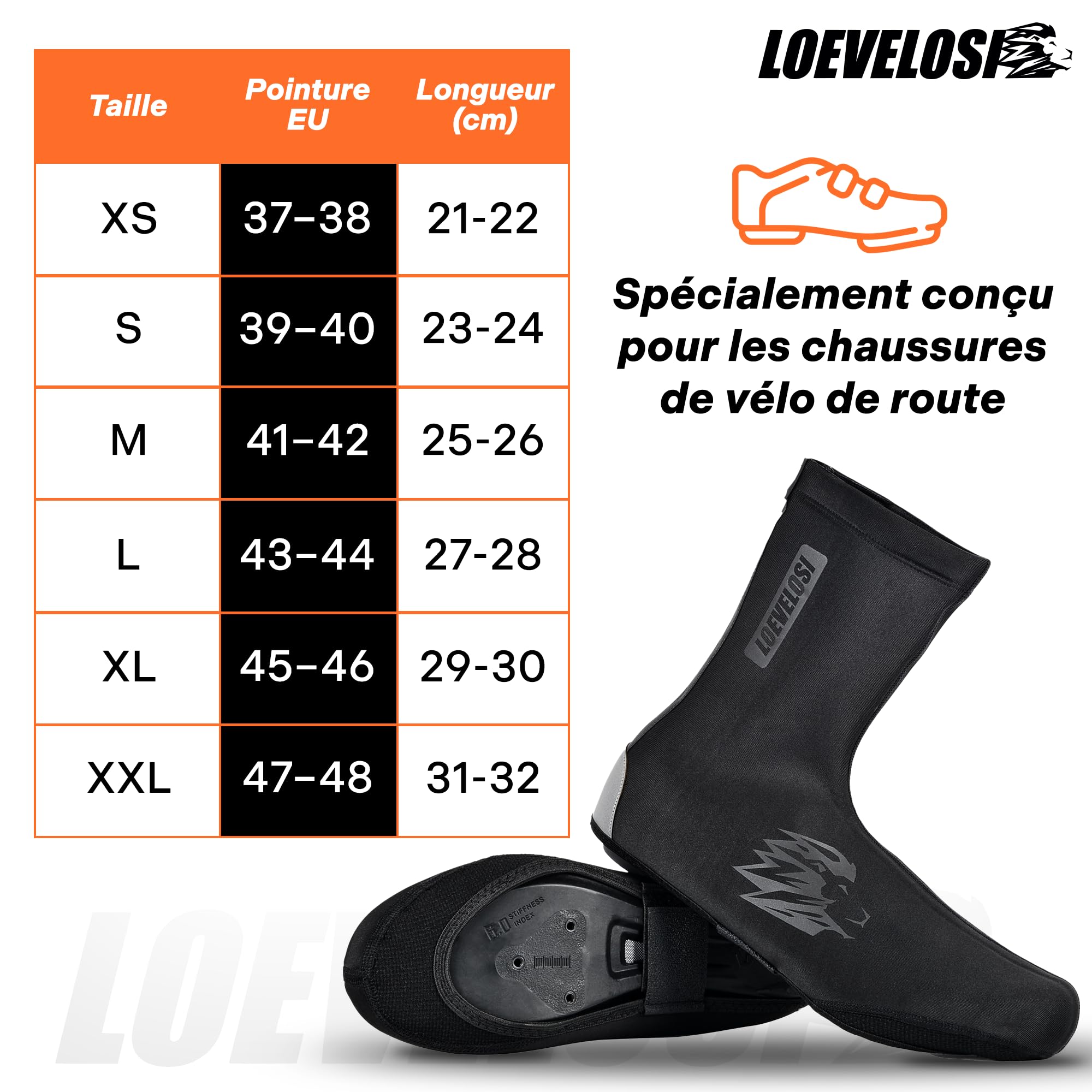 Couvre-chaussures en néoprène pour vélo de course, imperméables, coupe-vent, pour l'hiver - Protection contre la pluie - Réfléchissant