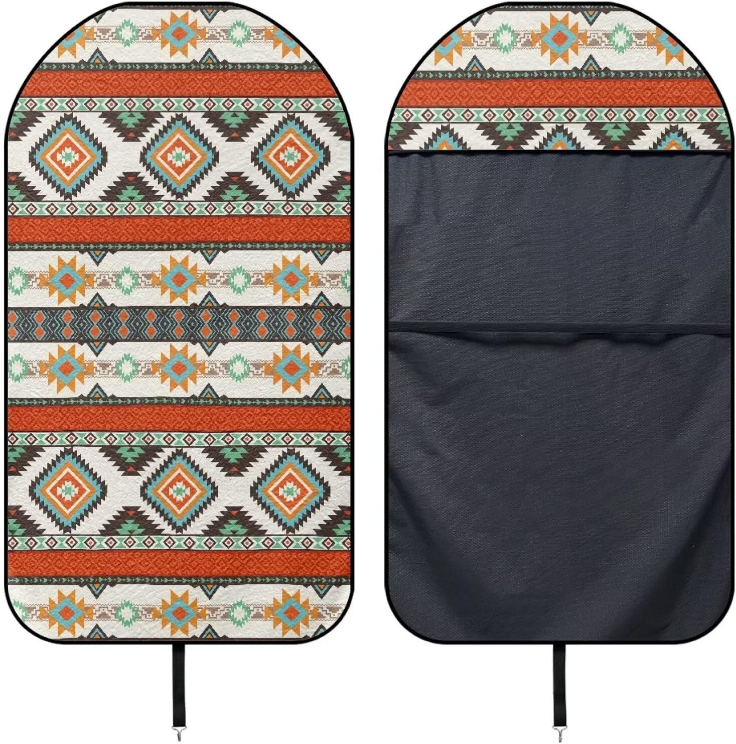 Aztec Style Print Car Seat Cover Front Seat Only, Universal Waterproof Seat Hoody Towel Seat Cover for Auto SUV Truck, Washable Cooling Bucket Car Seat Protector for Swimming Working Running