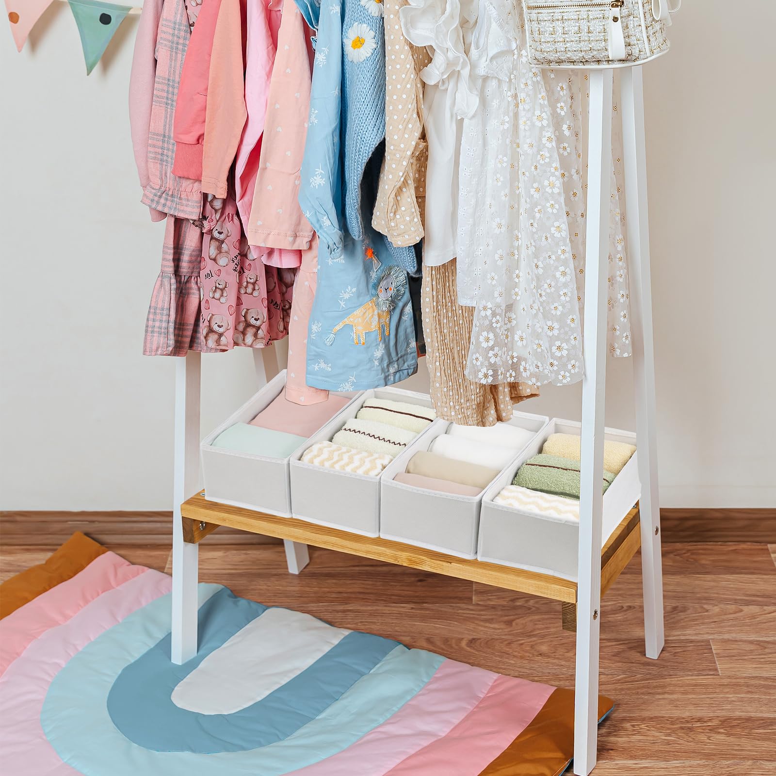 Fordonral Set mit 12 Schubladen-Organizer, Stoff-Schrank-Organizer und Aufbewahrungskörben, faltbarer Schubladenteiler für Kleidung, Socken, Krawatten, Unterwäsche, Schubladen-Organizer, Set von
