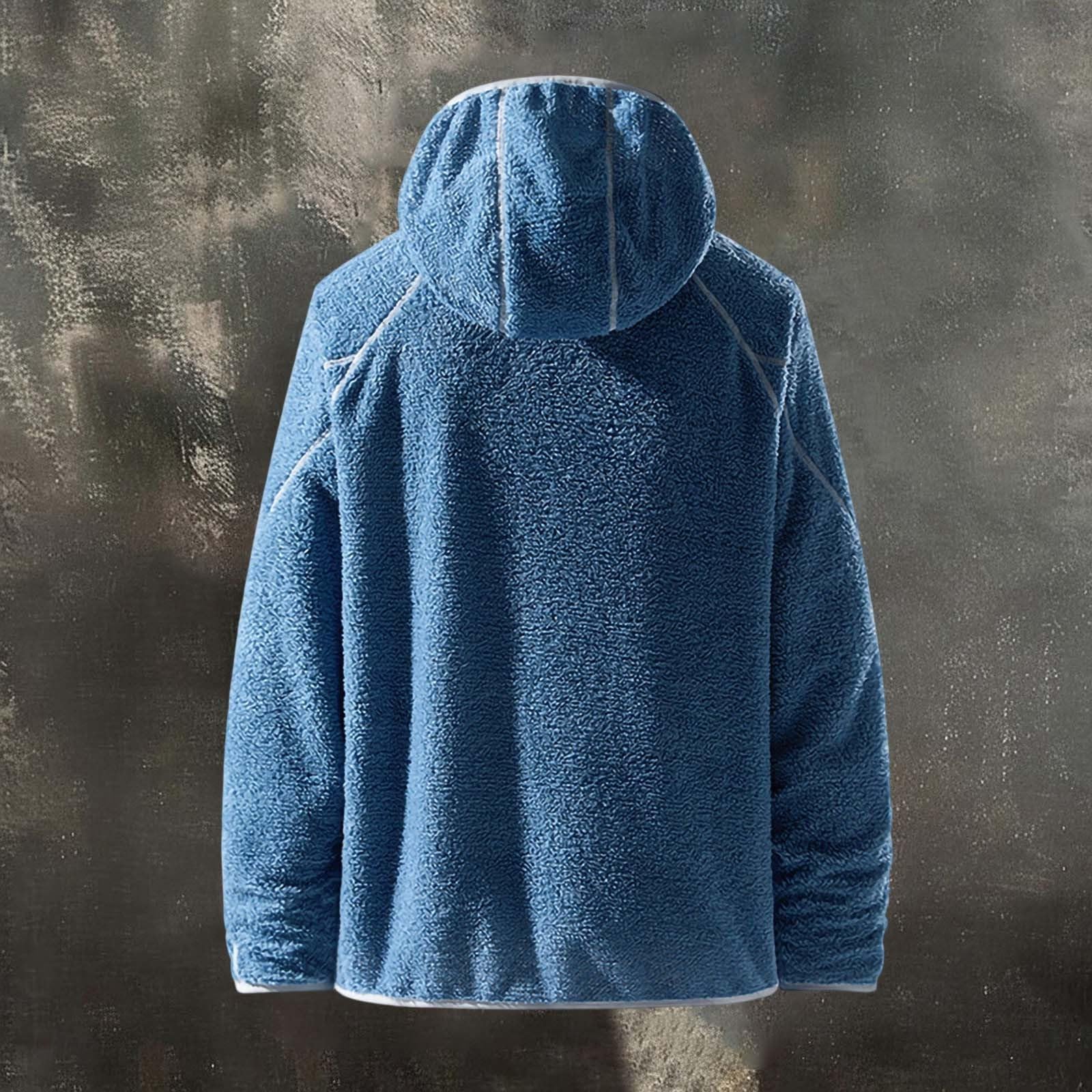 Fleecepullover Herren Winter Sweatshirt Dicke Fleece Hoodie Teddyfleece Thermo Hoody Doppelseitige Fleece Pullover Warm Plüsch Herrenpullover Oversize Winterpullover Freizeit Kapuzenpullover S-XXL