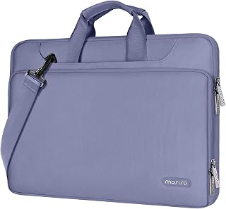 MOSISO 360 Protective Laptop Shoulder Bag Compatible with MacBook Air/Pro,13-13.3 inch Notebook,Compatible with MacBook Pro 14 2023-2021 A2779 M2 A2442 M1,Matching Color Sleeve with Belt,Lavender Gray