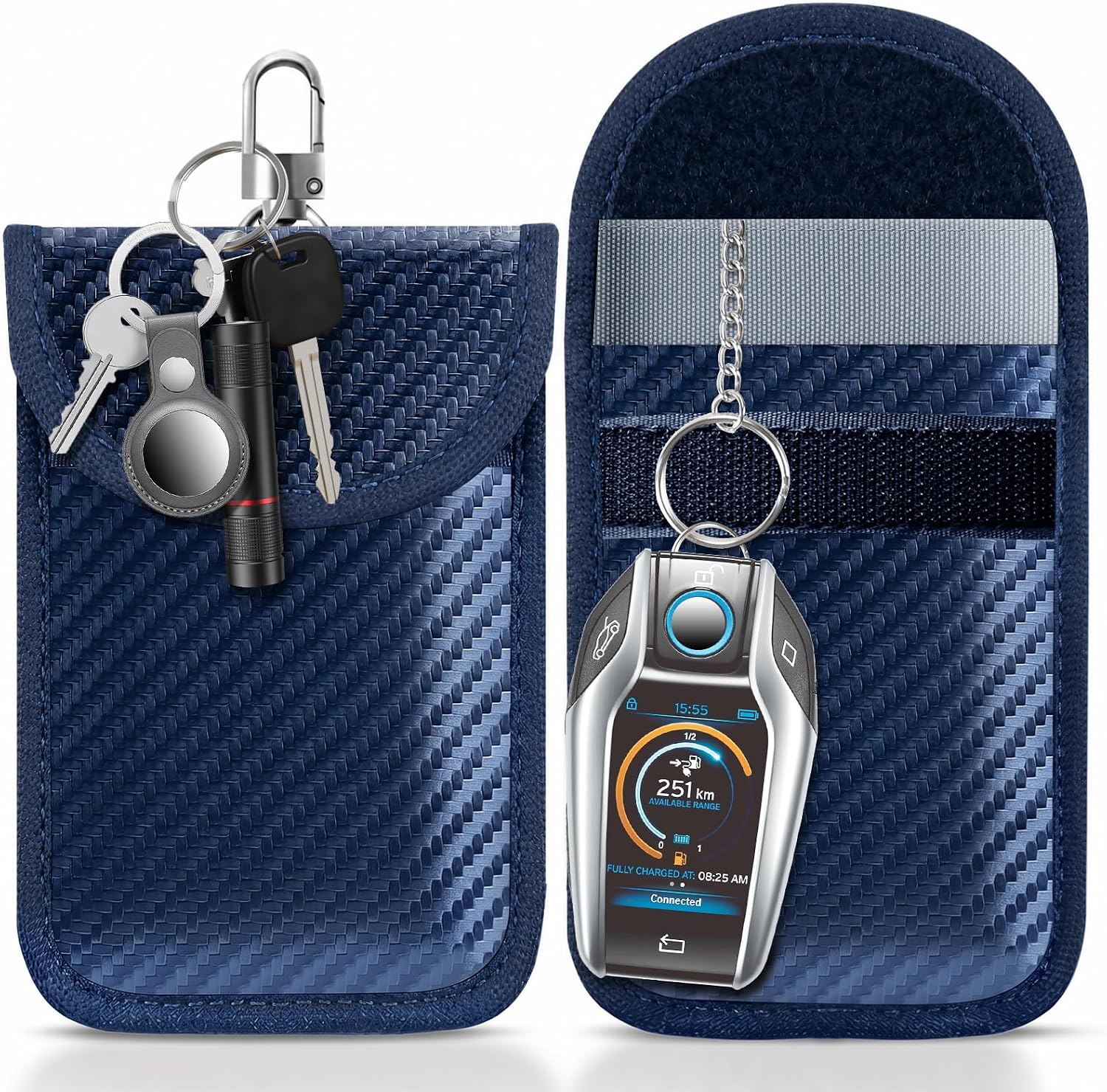 lanpard Faraday Pouch for Car Keys, Faraday Bag, Car RFID Signal Blocking Holder, Key Fob Protector, Key fob cage Block Signal Anti-Theft Fob Case (2 Pack)