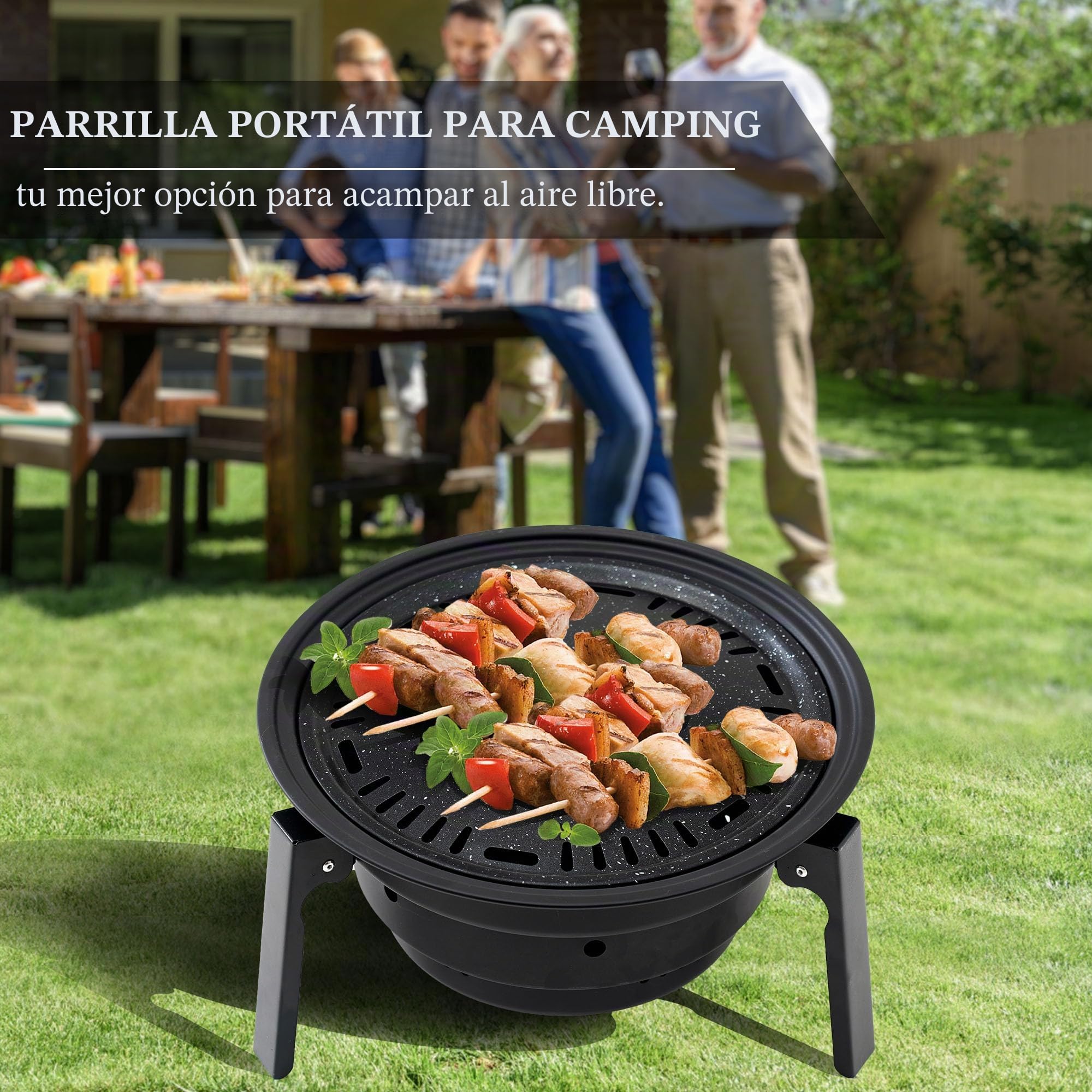 Barbacoa plegable de acero inoxidable con accesorios para barbacoa y bolsa de transporte, parrilla de carbón vegetal portátil para camping, jardín, fiesta de barbacoa, barbacoa de carbón vegetal