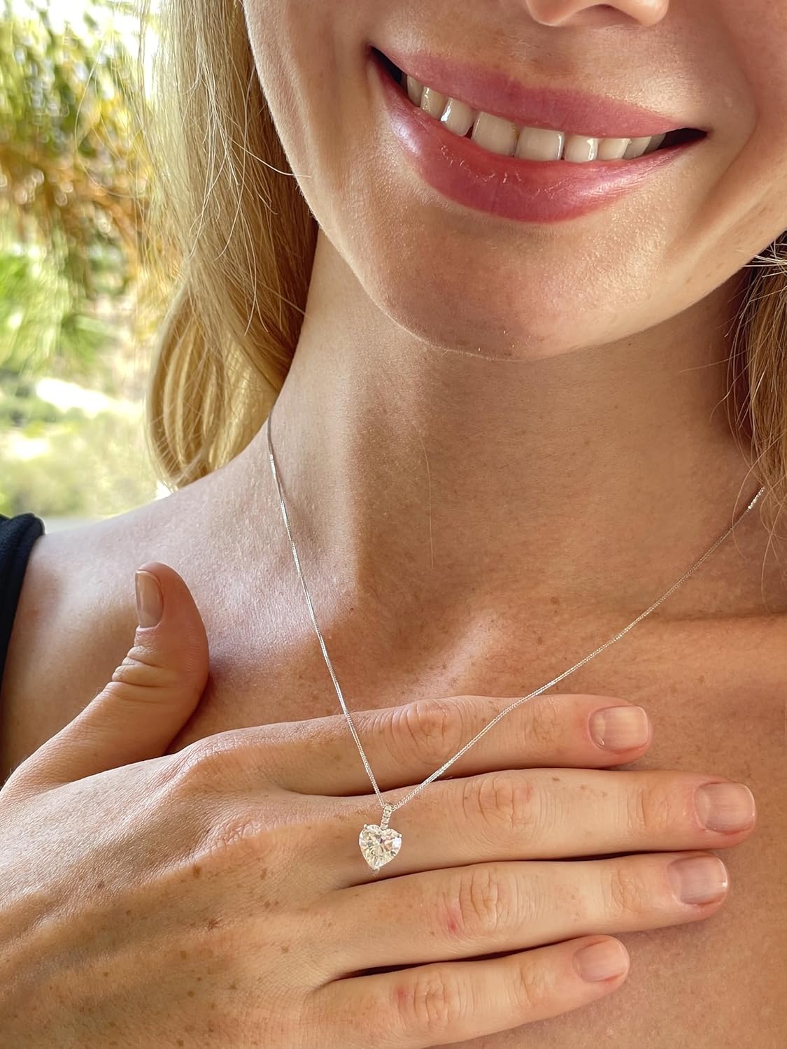 18k SOLID Gold LUXURY gift for her 8mm Diamond Necklace Pendant 1.75 carat HEART SOLITAIRE DIAMOND Heart Diamod Necklace WHITE GOLD HANDMADE Jewellery for women Anniversary Valentines day Love gift - Image 5